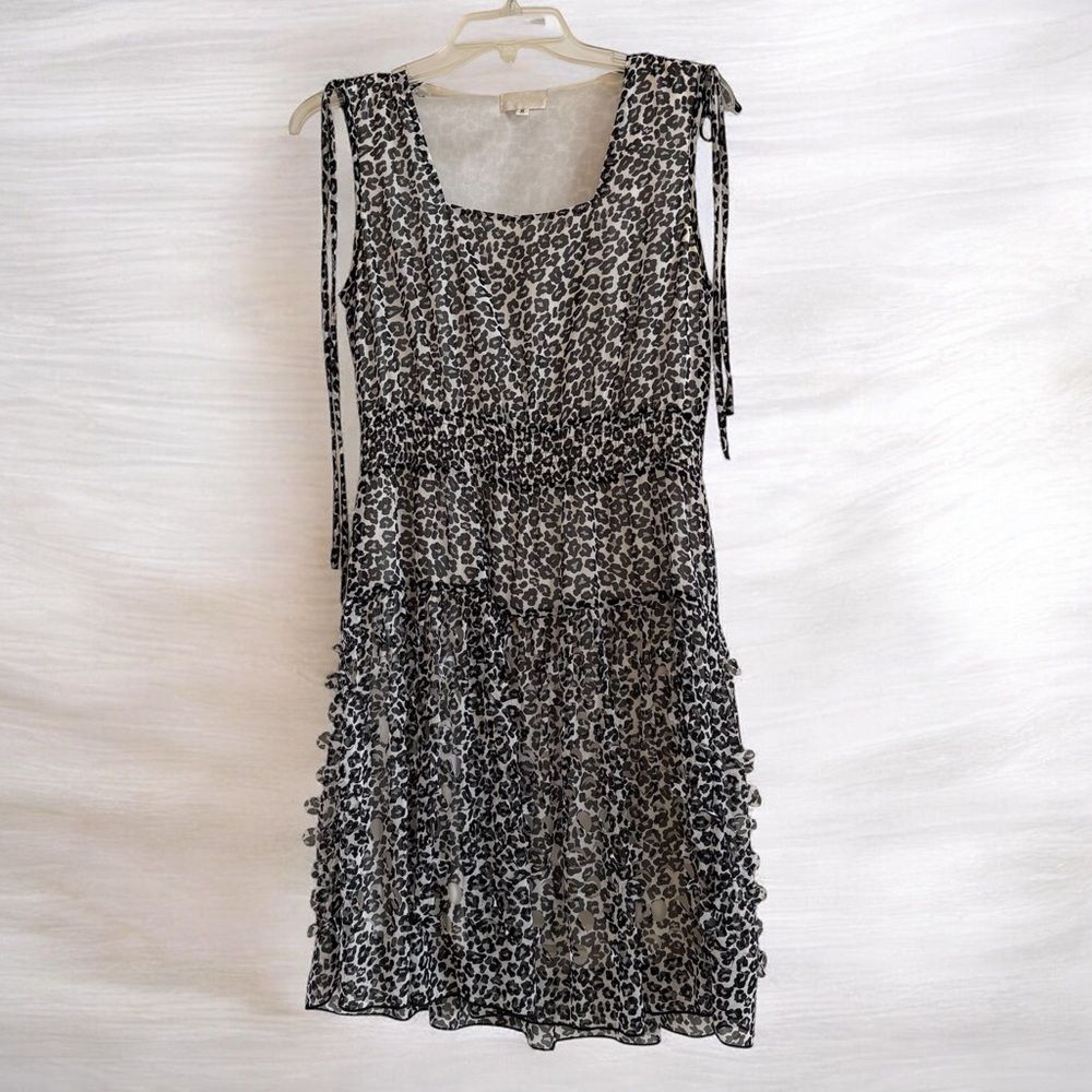 Animal Print Sleeveless Dress Medium Elastic Waist Lightweight